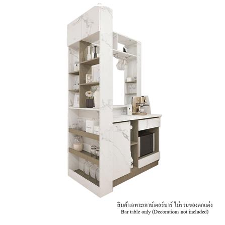 เคาน์เตอร์บาร์ชั้นวางฝั่งขวา SB FURNITURE LANA 19210601 140 ซม. ลายหินอ่อนขาว_0