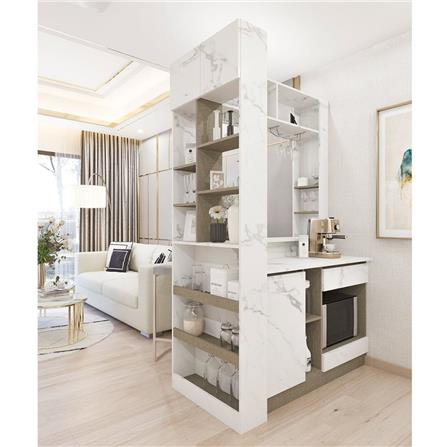 เคาน์เตอร์บาร์ชั้นวางฝั่งขวา SB FURNITURE LANA 19210601 140 ซม. ลายหินอ่อนขาว_1