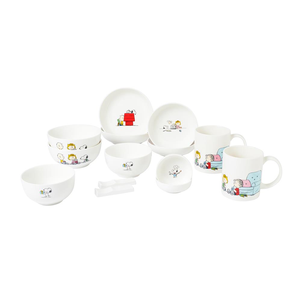 ชุดจานชาม BONE CHINA CORNING WARE SNOOPY FRIENDS 14 ชิ้น