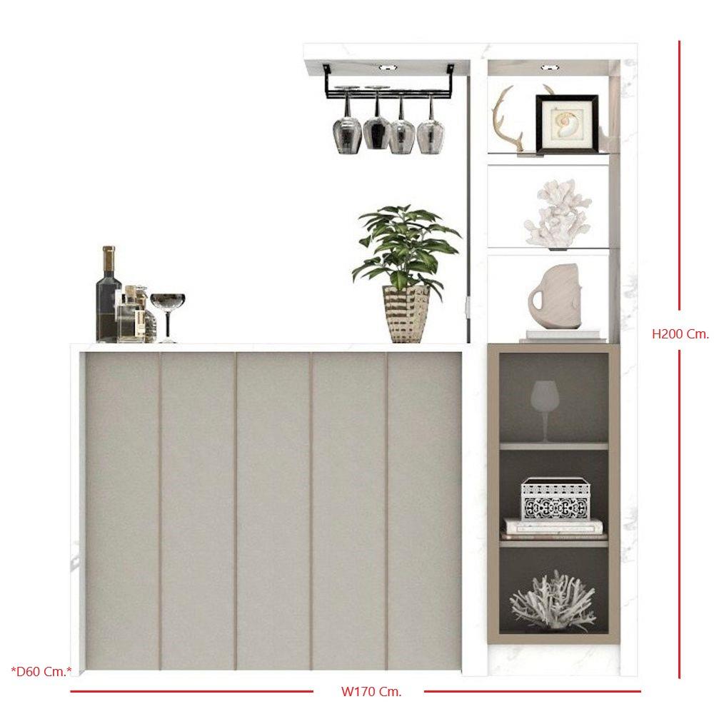เคาน์เตอร์บาร์ตู้โชว์ฝั่งขวา SB FURNITURE MABEL 19208284 170 ซม. ลายหินอ่อนขาว