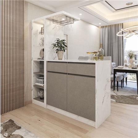 เคาน์เตอร์บาร์ตู้โชว์ฝั่งขวา SB FURNITURE MABEL 19208284 170 ซม. ลายหินอ่อนขาว_2