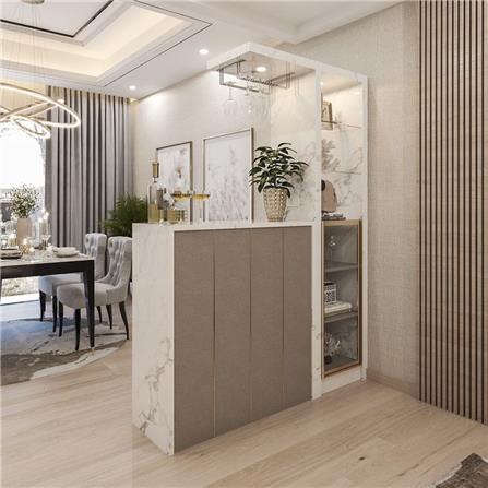 เคาน์เตอร์บาร์ตู้โชว์ฝั่งขวา SB FURNITURE MABEL 19208280 150 ซม. ลายหินอ่อนขาว_8