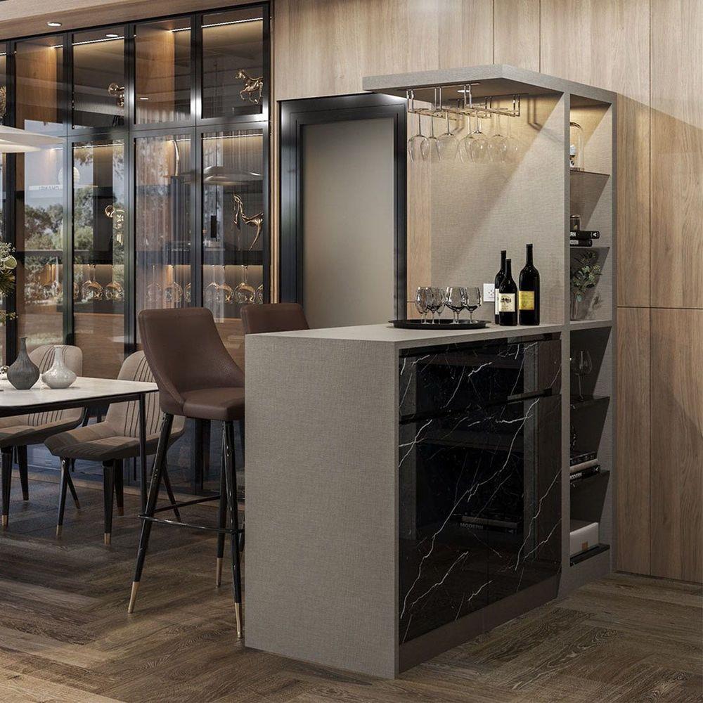 เคาน์เตอร์บาร์ตู้โชว์ฝั่งซ้าย SB FURNITURE MABEL 19208283 170 ซม. ลายหินอ่อนดำ