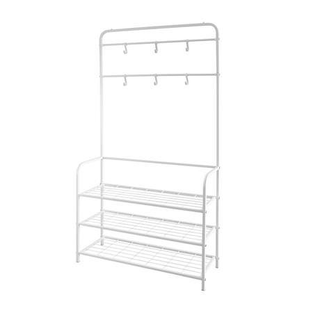 ชั้นวางรองเท้า 3 ชั้น พร้อมราวแขวน STACKO NOBLE 80x30x145 ซม. สีขาว