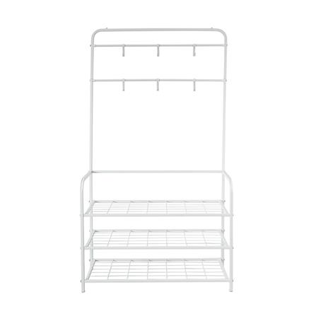 ชั้นวางรองเท้า 3 ชั้น พร้อมราวแขวน STACKO NOBLE 80x30x145 ซม. สีขาว_2