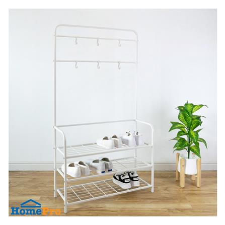 ชั้นวางรองเท้า 3 ชั้น พร้อมราวแขวน STACKO NOBLE 80x30x145 ซม. สีขาว_5