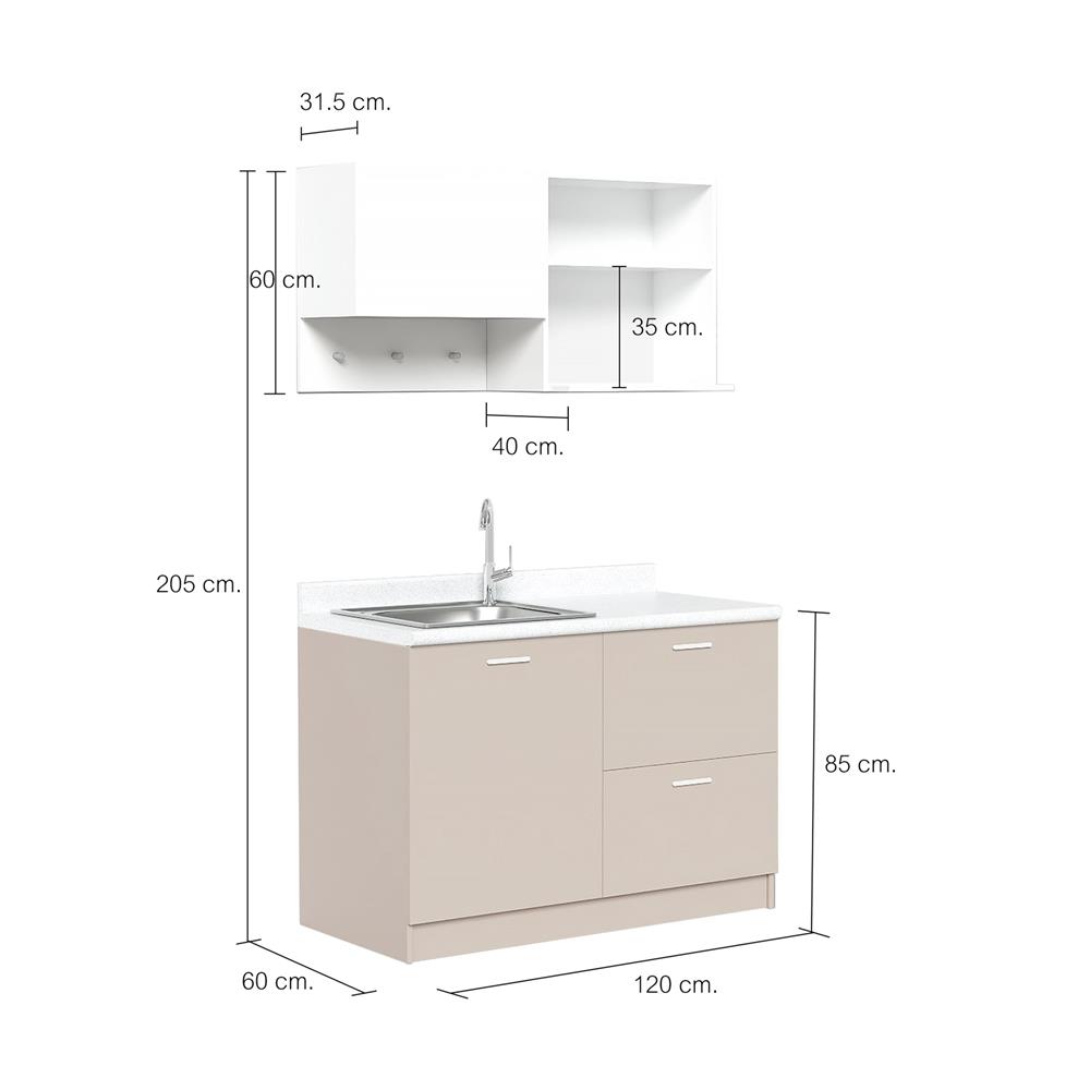 ครัวสำเร็จรูปท็อปซิงค์ CABIN RYU 1.2 ม. สีเบจ