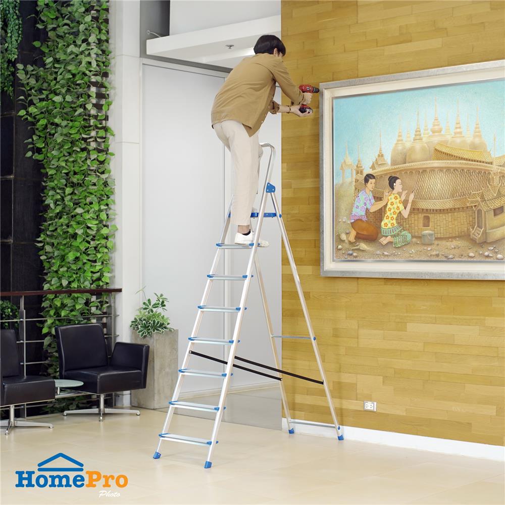 บันไดอะลูมิเนียมทรง A มีมือจับ MATALL WK4028-8 8 ขั้น