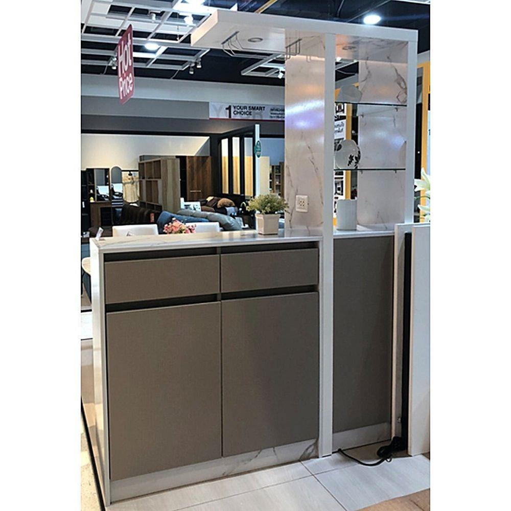 เคาน์เตอร์บาร์ตู้โชว์ฝั่งซ้าย SB FURNITURE MABEL 19208278 150 ซม. ลายหินอ่อนขาว