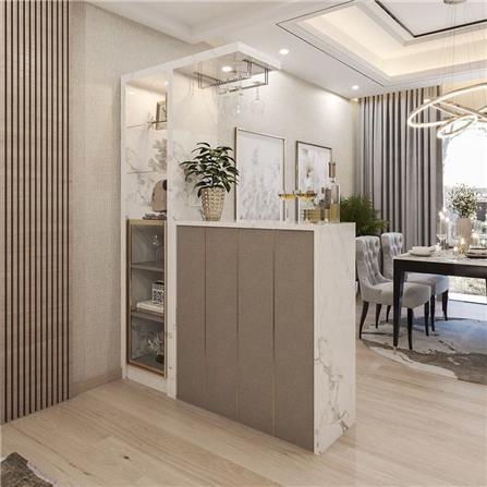 เคาน์เตอร์บาร์ตู้โชว์ฝั่งซ้าย SB FURNITURE MABEL 19208278 150 ซม. ลายหินอ่อนขาว_7