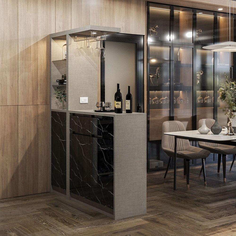 เคาน์เตอร์บาร์ตู้โชว์ฝั่งขวา SB FURNITURE MABEL 19208281 150 ซม. ลายหินอ่อนดำ