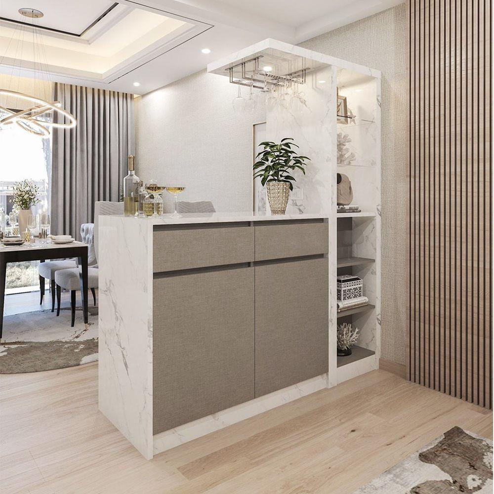 เคาน์เตอร์บาร์ตู้โชว์ฝั่งซ้าย SB FURNITURE MABEL 19208282 170 ซม. ลายหินอ่อนขาว