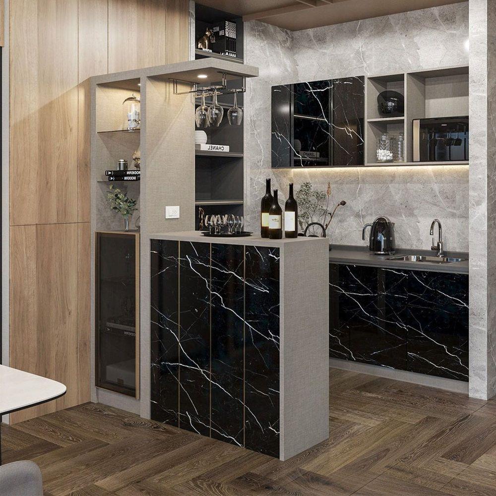 เคาน์เตอร์บาร์ตู้โชว์ฝั่งซ้าย SB FURNITURE MABEL 19208279 150 ซม. ลายหินอ่อนดำ