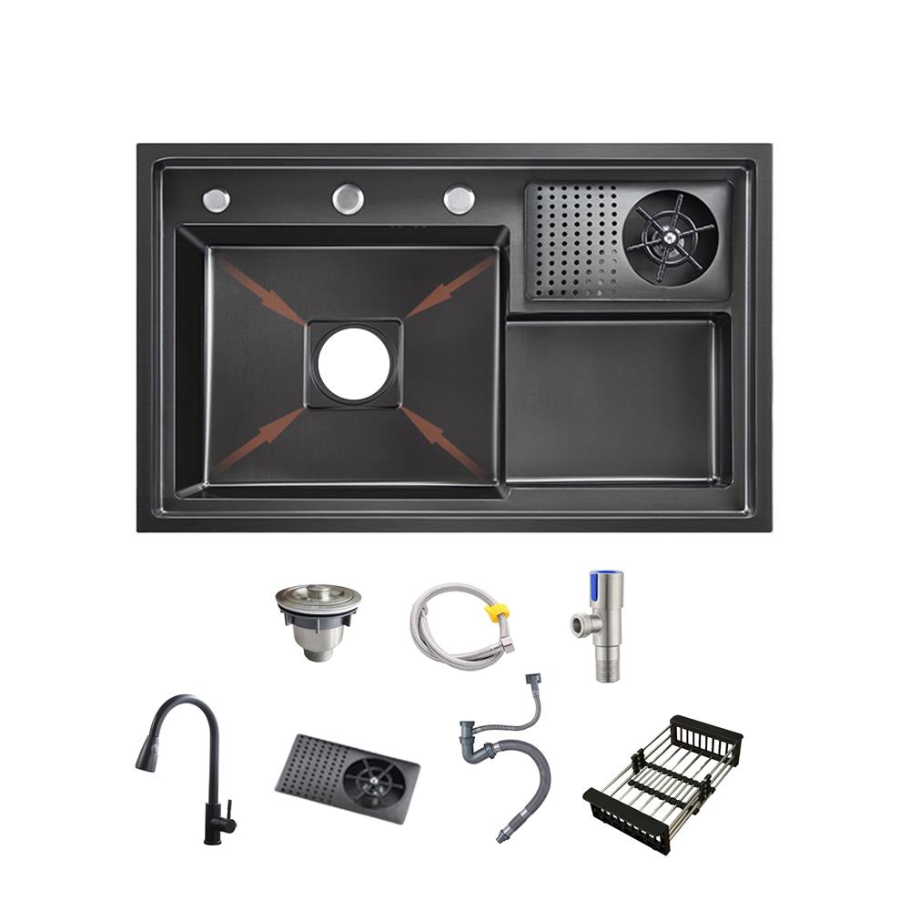 ซิงค์ฝัง 1 หลุม THAI FORWARD FH7848+TP656 สีเทาดำ