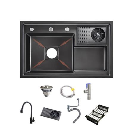 ซิงค์ฝัง 1 หลุม THAI FORWARD FH7848+TP656 สีเทาดำ