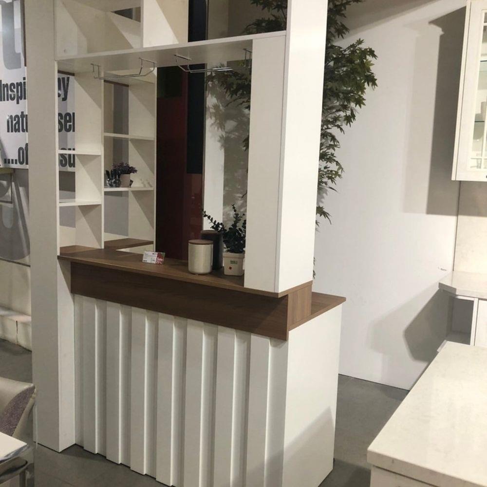 เคาน์เตอร์บาร์ชั้นวางฝั่งซ้าย SB FURNITURE SATOMI 19210735 140 ซม. สีขาว