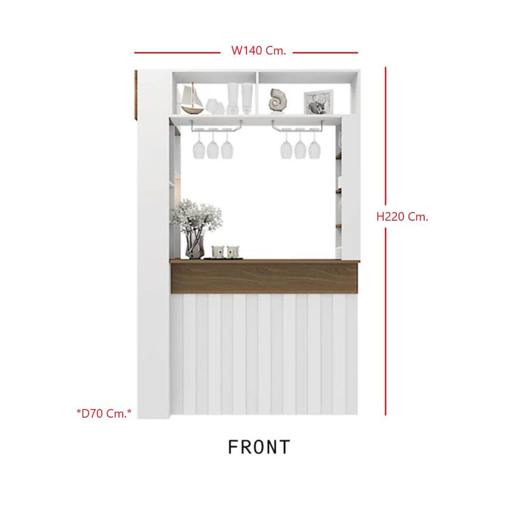 เคาน์เตอร์บาร์ชั้นวางฝั่งซ้าย SB FURNITURE SATOMI 19210735 140 ซม. สีขาว
