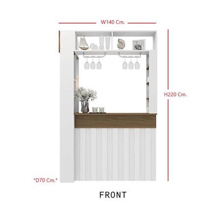 เคาน์เตอร์บาร์ชั้นวางฝั่งซ้าย SB FURNITURE SATOMI 19210735 140 ซม. สีขาว_9