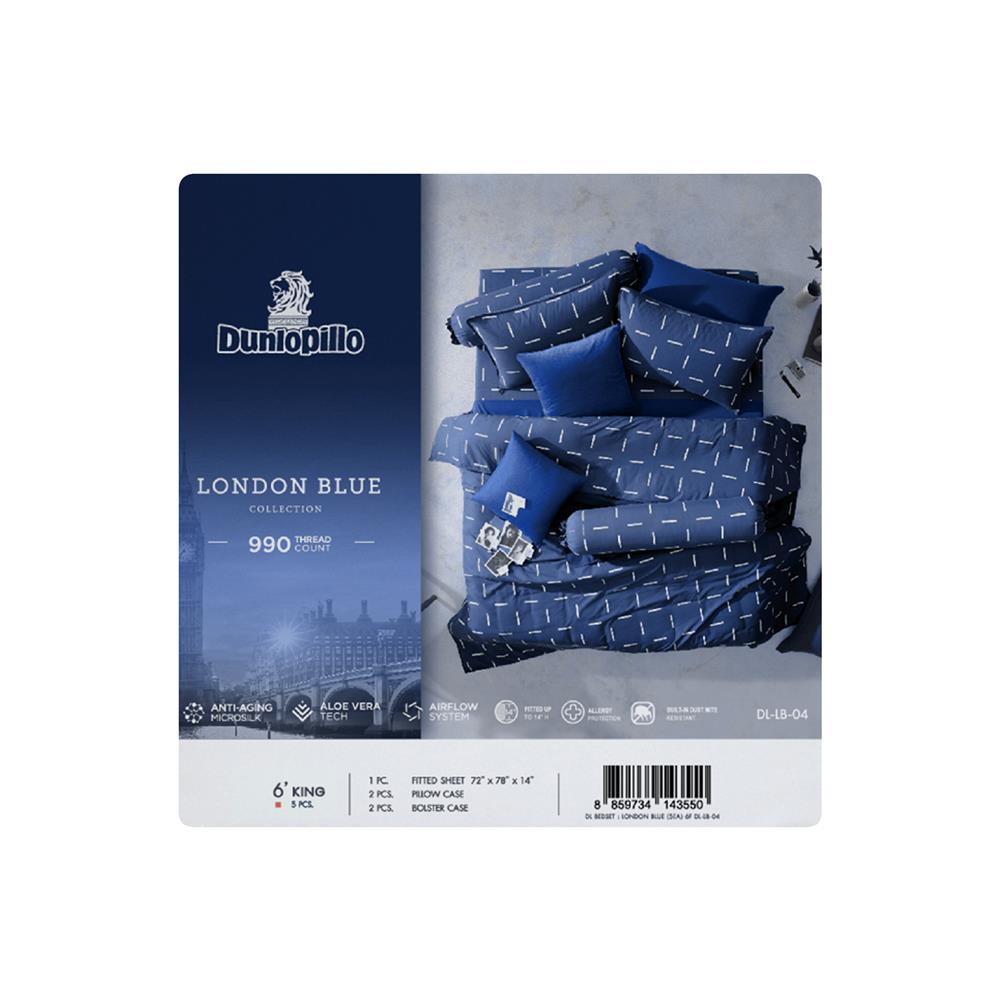 ชุดผ้าปูที่นอน 6 ฟุต 5 ชิ้น DUNLOPILLO LONDON BLUE DL-LB-04