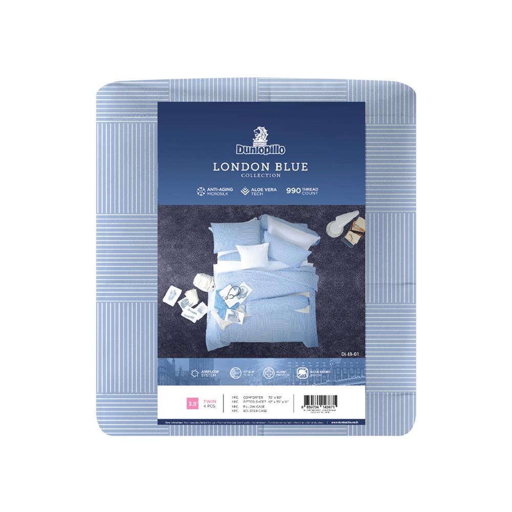 ชุดผ้าปูที่นอน 3.5 ฟุต 4 ชิ้น DUNLOPILLO LONDON BLUE DL-LB-01