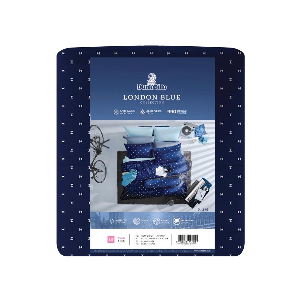 ชุดผ้าปูที่นอน 3.5 ฟุต 4 ชิ้น DUNLOPILLO LONDON BLUE DL-LB-05