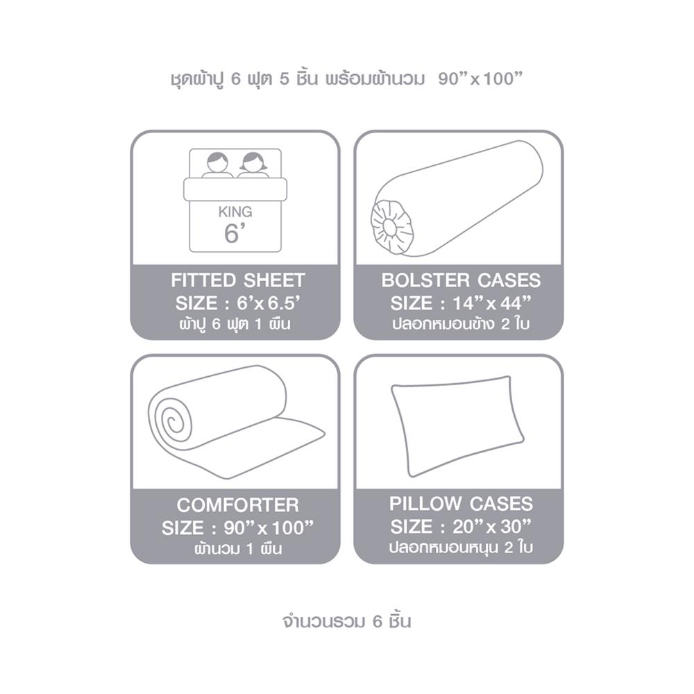 ชุดผ้าปูที่นอน 6 ฟุต 6 ชิ้น DUNLOPILLO LONDON BLUE DL-LB-03