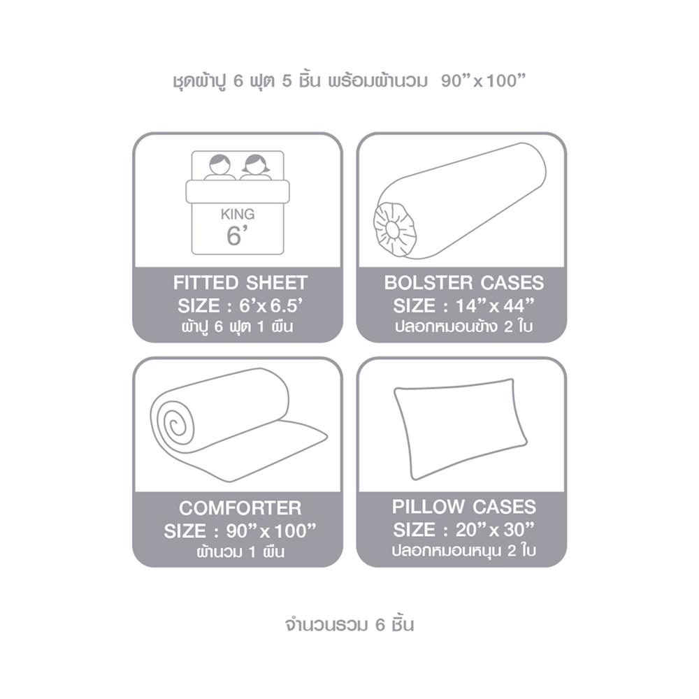 ชุดผ้าปูที่นอน 6 ฟุต 6 ชิ้น DUNLOPILLO LONDON BLUE DL-LB-01