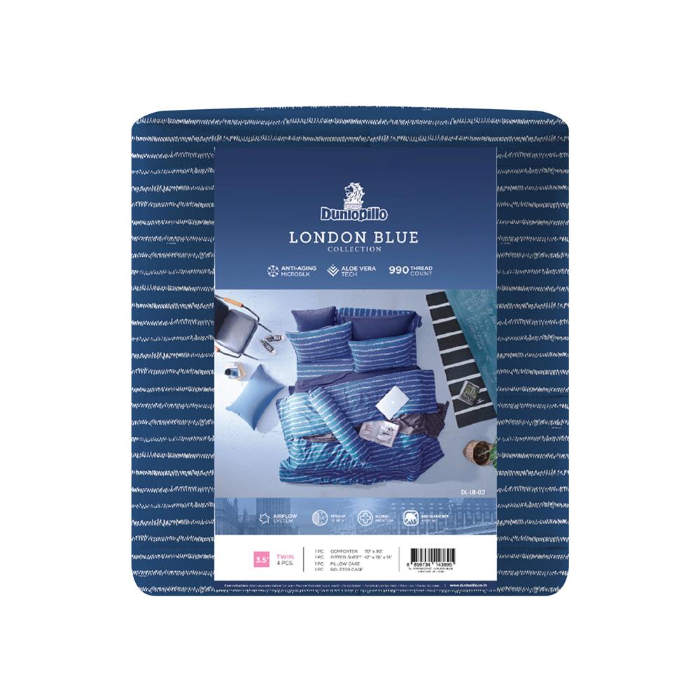 ชุดผ้าปูที่นอน 3.5 ฟุต 4 ชิ้น DUNLOPILLO LONDON BLUE DL-LB-03