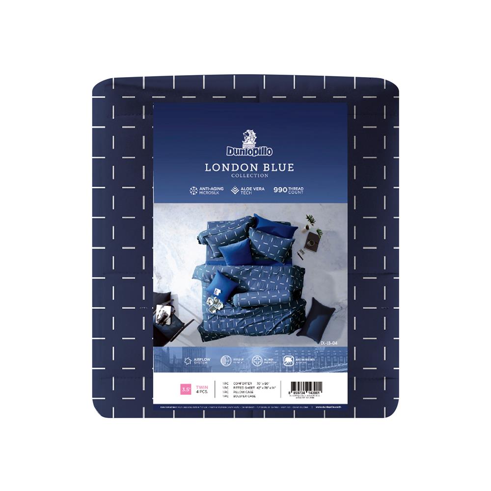 ชุดผ้าปูที่นอน 3.5 ฟุต 4 ชิ้น DUNLOPILLO LONDON BLUE DL-LB-04