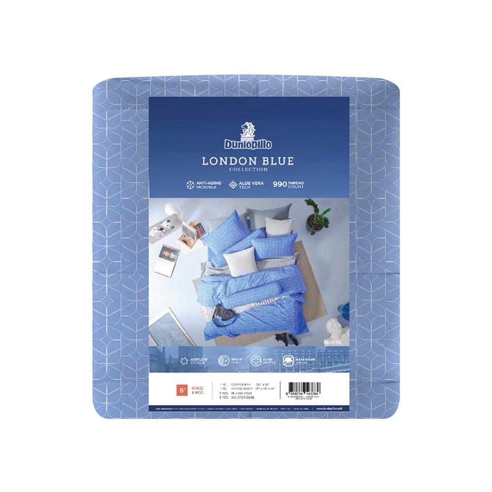 ชุดผ้าปูที่นอน 6 ฟุต 6 ชิ้น DUNLOPILLO LONDON BLUE DL-LB-02