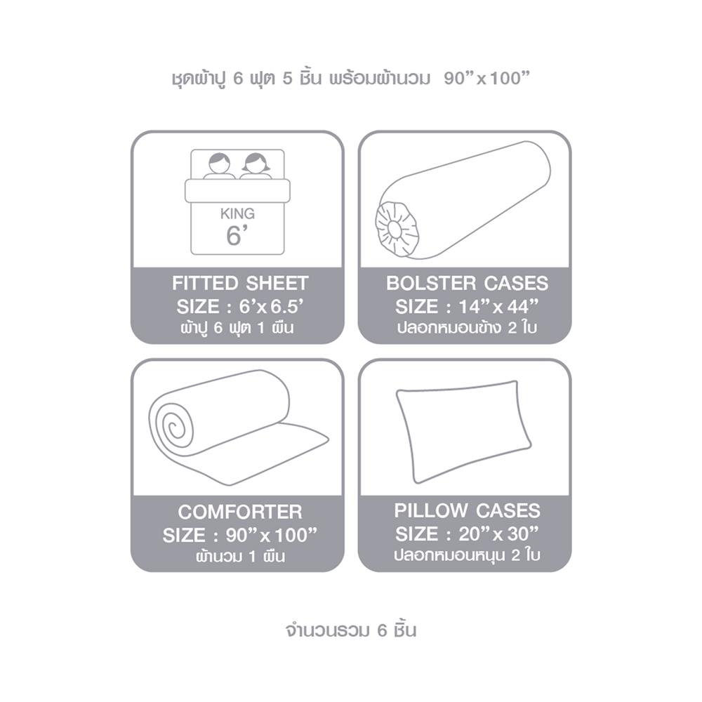 ชุดผ้าปูที่นอน 6 ฟุต 6 ชิ้น DUNLOPILLO LONDON BLUE DL-LB-02