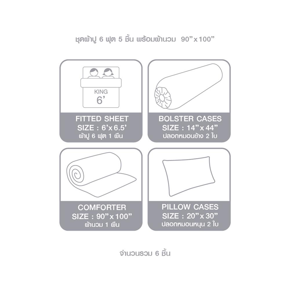 ชุดผ้าปูที่นอน 6 ฟุต 6 ชิ้น DUNLOPILLO LONDON BLUE DL-LB-04