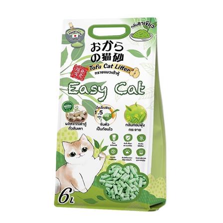 ทรายแมวเต้าหู้ EASY CAT TOFU CAT LITTER กลิ่นชาเขียว 6 ลิตร_0