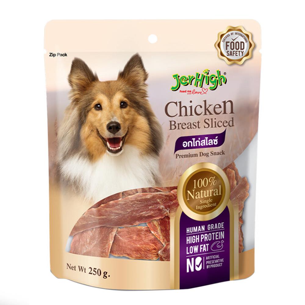 ขนมสุนัข JERHIGH อกไก่สไลซ์ 250 ก.