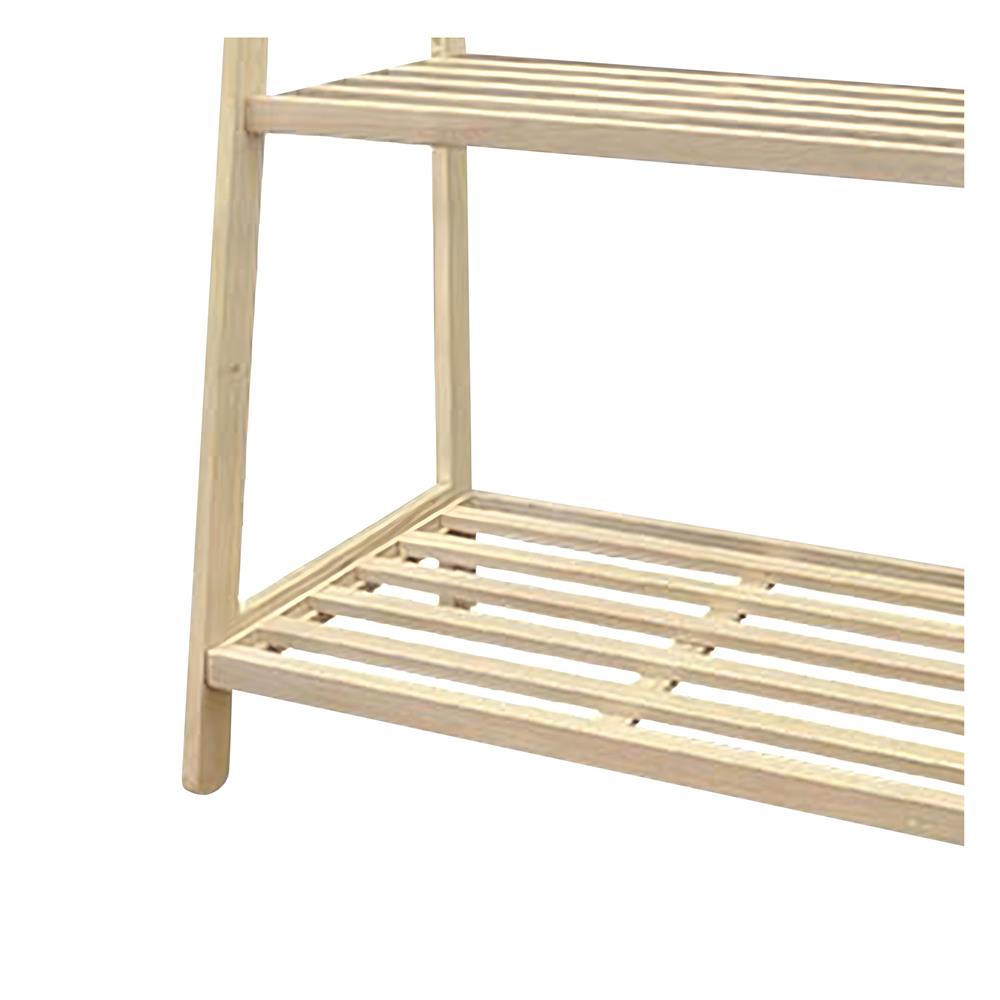 ราวแขวนผ้าไม้พร้อมชั้นวางของ 2 ชั้น 70 ซม. PLIM MACHI สีไวท์โอ๊ค