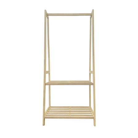 ราวแขวนผ้าไม้พร้อมชั้นวางของ 2 ชั้น 70 ซม. PLIM MACHI สีไวท์โอ๊ค_2