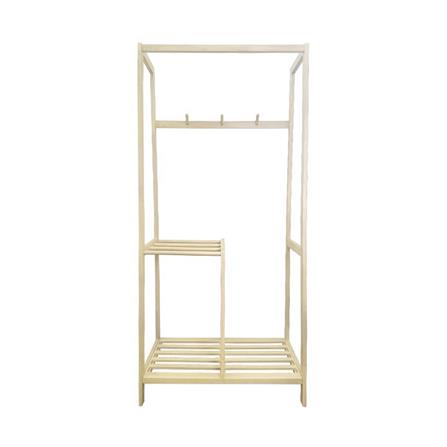 ราวแขวนผ้าไม้พร้อมราวพาดผ้า 80 ซม. PLIM MACHI สีไวท์โอ๊ค_2