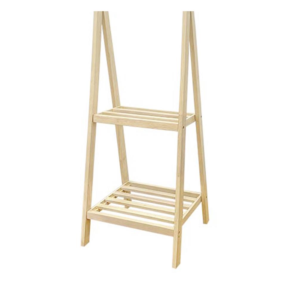 ราวแขวนผ้าไม้พร้อมชั้นวางของ 2 ชั้น 41 ซม. PLIM MACHI สีไวท์โอ๊ค