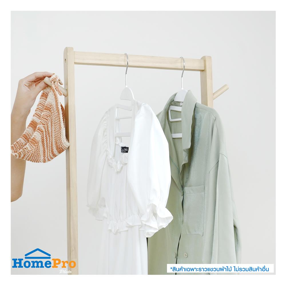 ราวแขวนผ้าไม้พร้อมชั้นวางของ 2 ชั้น 41 ซม. PLIM MACHI สีไวท์โอ๊ค