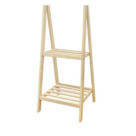 ราวแขวนผ้าไม้พร้อมชั้นวางของ 2 ชั้น 41 ซม. PLIM MACHI สีไวท์โอ๊ค_3