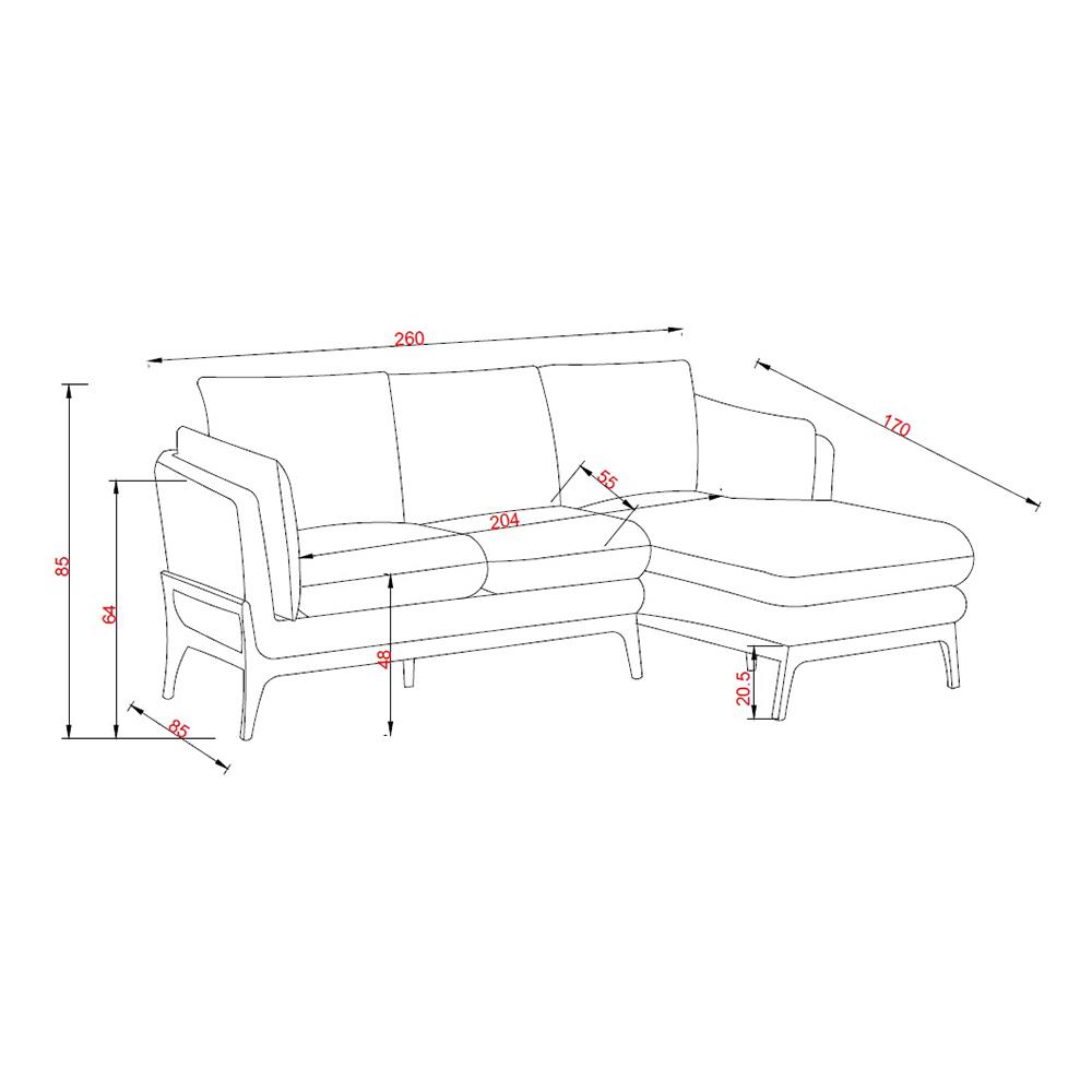 โซฟาเข้ามุมซ้าย BENETTA FLORENCE สีเทาอ่อน