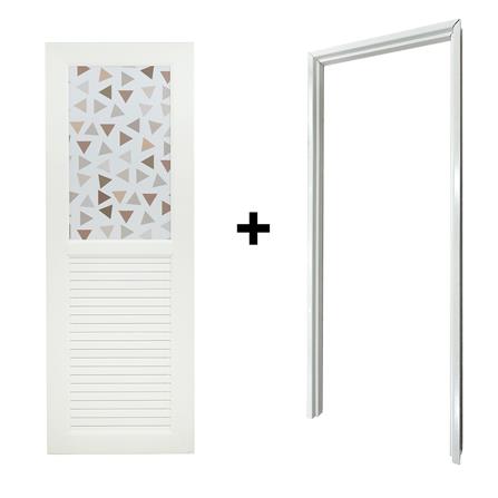 ประตูห้องน้ำ UPVC AZLE PYRAMID 70x200 ซม. สีขาว พร้อมวงกบ ไม่เจาะลูกบิด_4