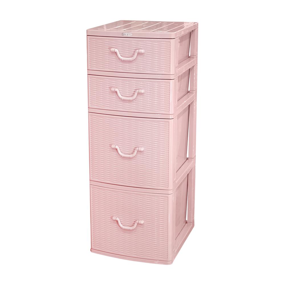 ตู้ลิ้นชักหวาย 4 ชั้น ME LIVING 42x49x110 ซม. สีชมพู_1