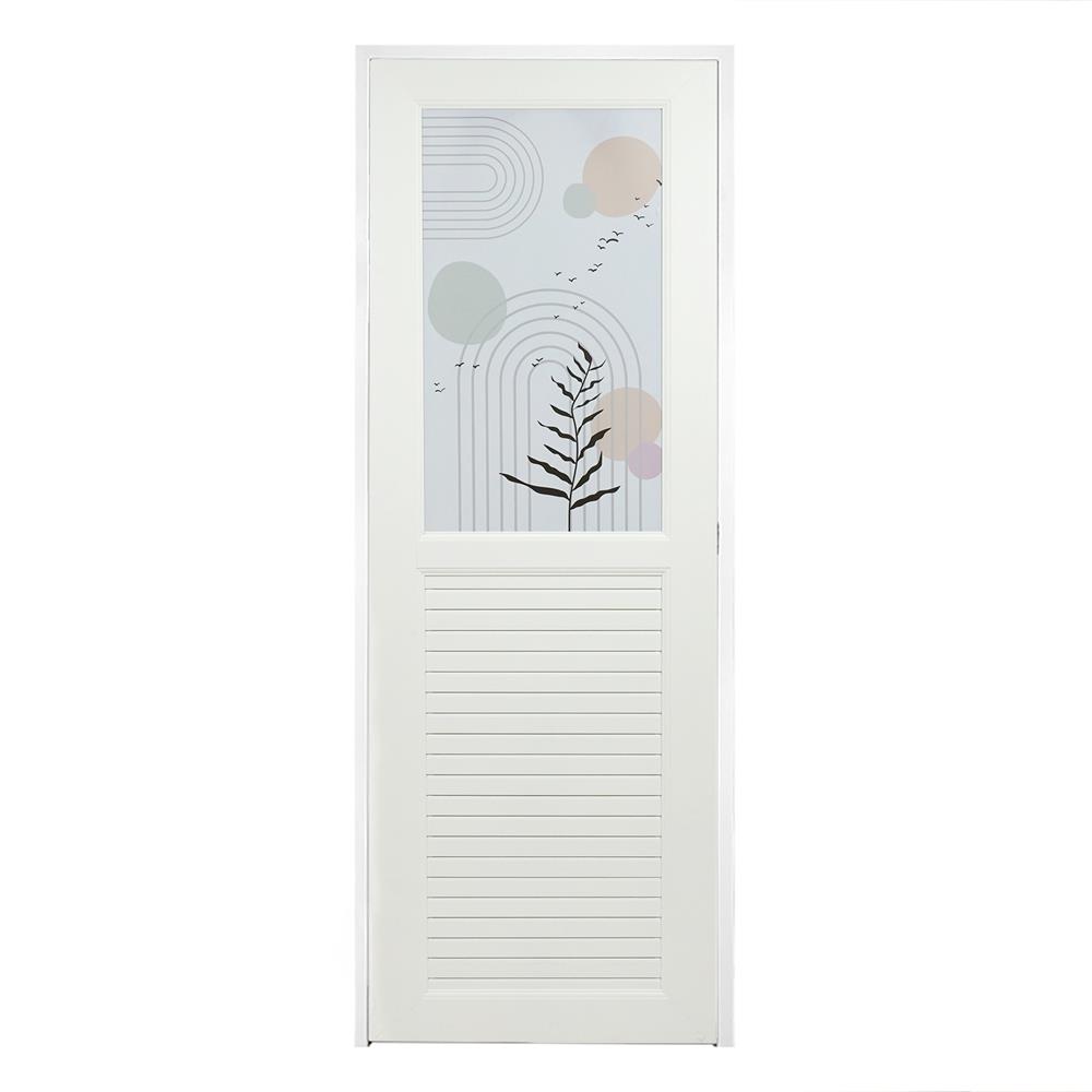 ประตูห้องน้ำ UPVC AZLE FEEL 70X200 ซม. สีขาว พร้อมวงกบ ไม่เจาะลูกบิด