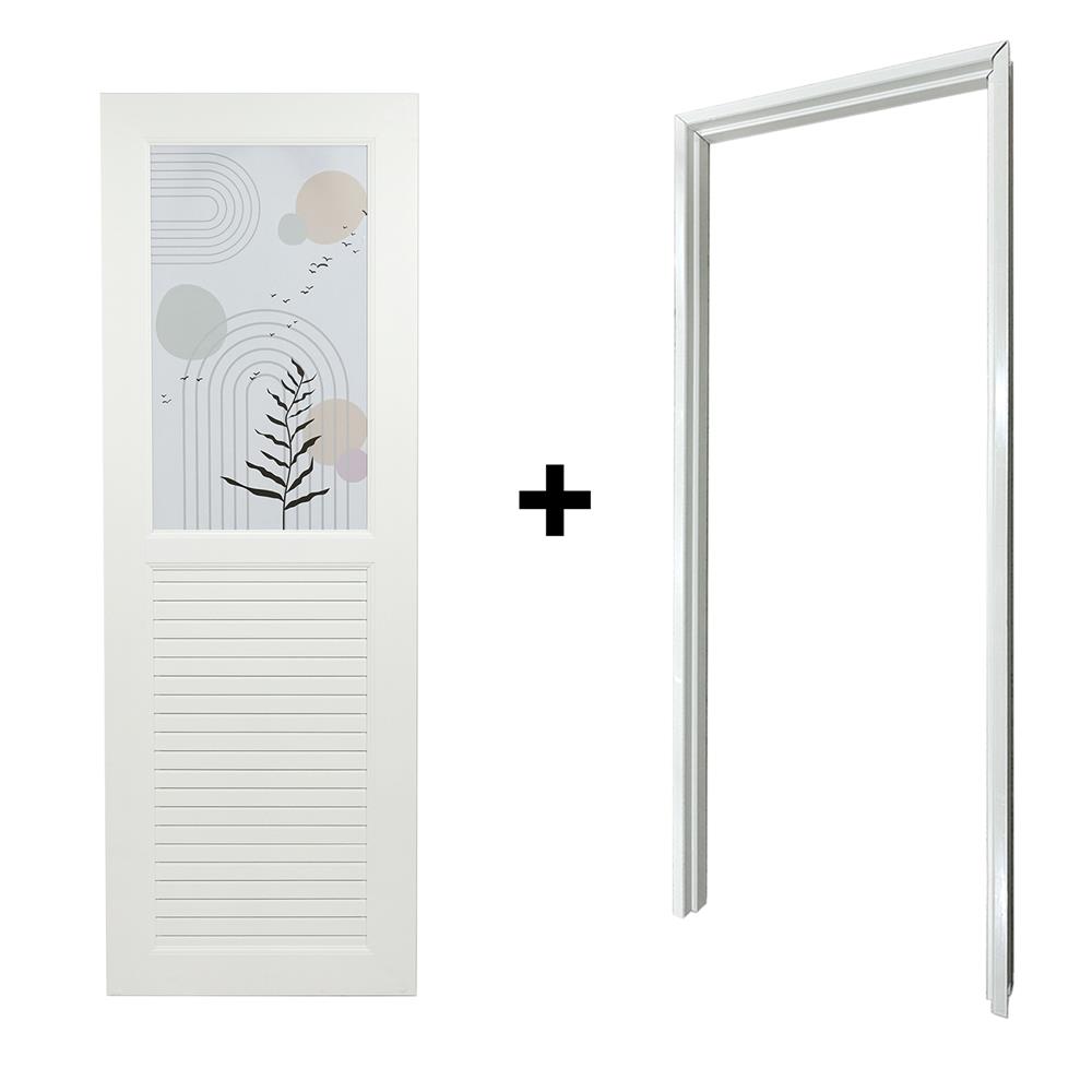 ประตูห้องน้ำ UPVC AZLE FEEL 70X200 ซม. สีขาว พร้อมวงกบ ไม่เจาะลูกบิด