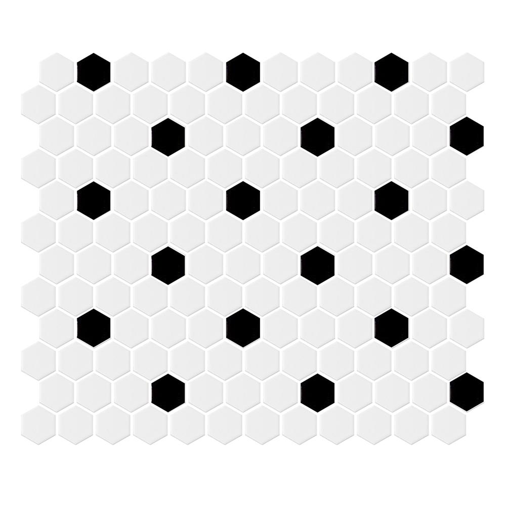 โมเสคพอร์ซเลน 26.5x31 ซม. TARA ไวท์ เฮค ดอท 1 ทูโทน