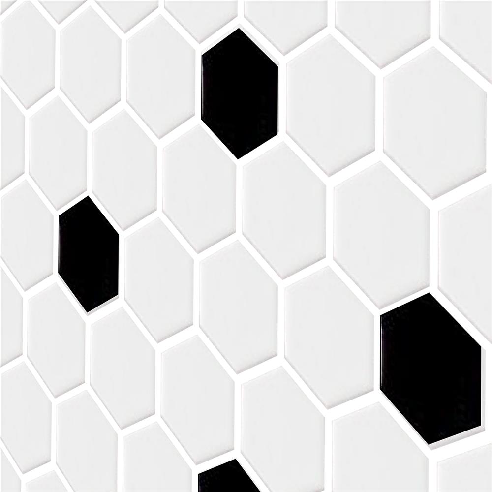 โมเสคพอร์ซเลน 26.5x31 ซม. TARA ไวท์ เฮค ดอท 1 ทูโทน