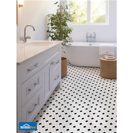 โมเสคพอร์ซเลน 26.5x31 ซม. TARA ไวท์ เฮค ดอท 1 ทูโทน_4