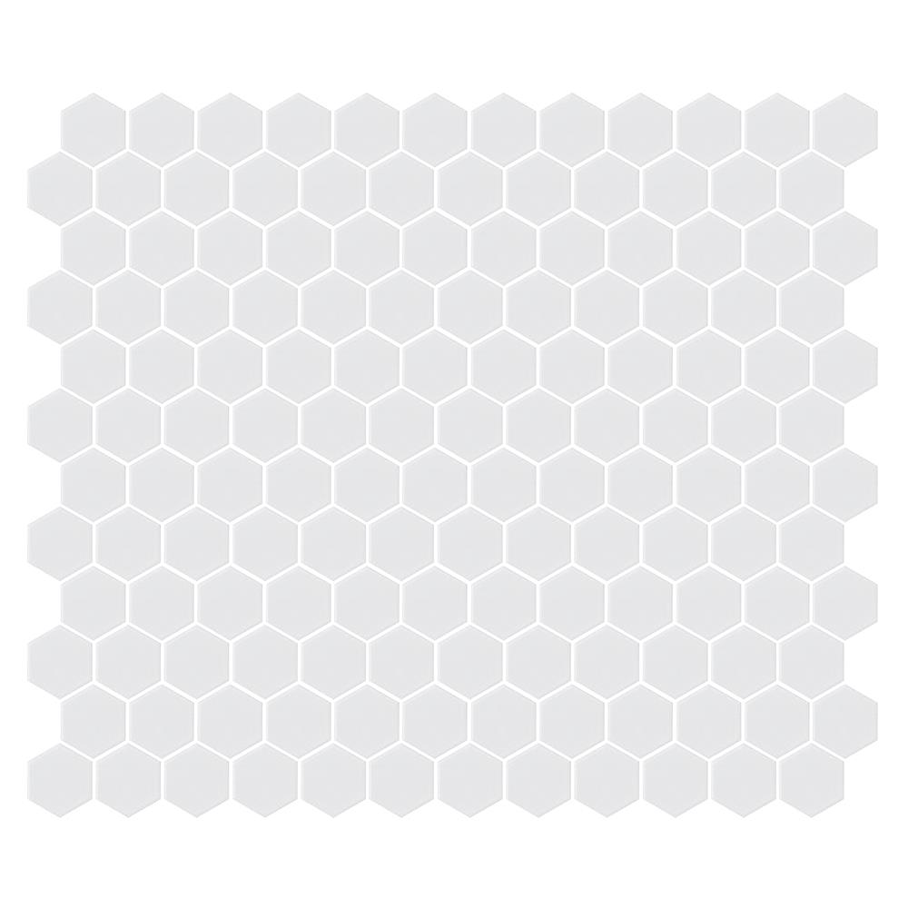 โมเสคพอร์ซเลน 26.5x31 ซม. TARA ไทนี่ ไวท์ เฮค กลอส ขาว