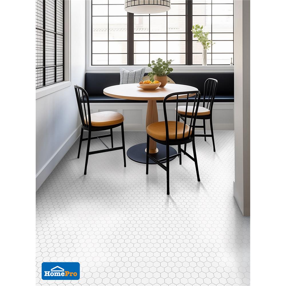 โมเสคพอร์ซเลน 26.5x31 ซม. TARA ไทนี่ ไวท์ เฮค กลอส ขาว